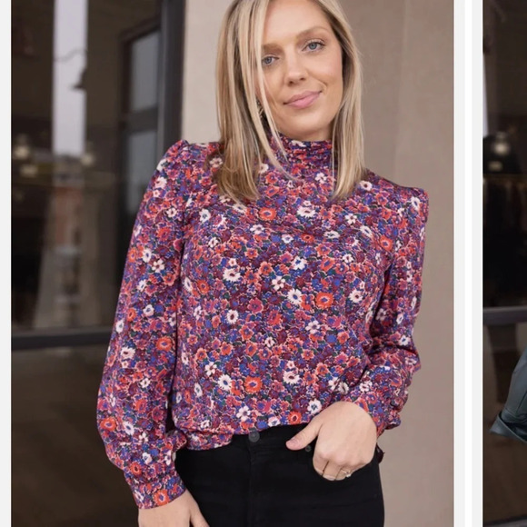 Veronica Beard Silk Chilton Blouse Pink Floral 4 - Picture 8 of 16